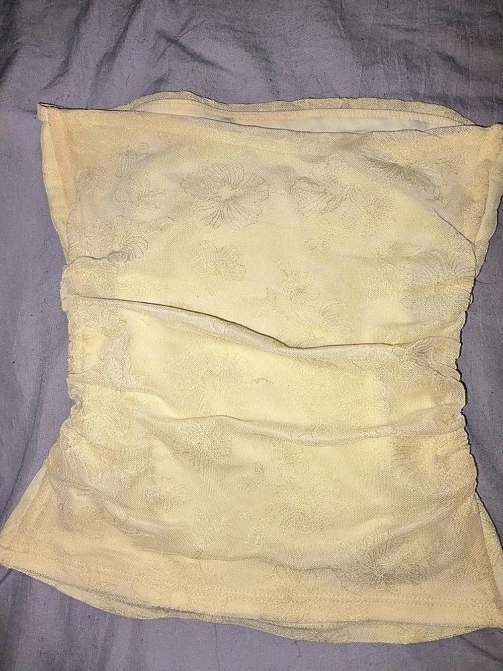 Yellow Ruched Crop Top - Picture 2 of 3